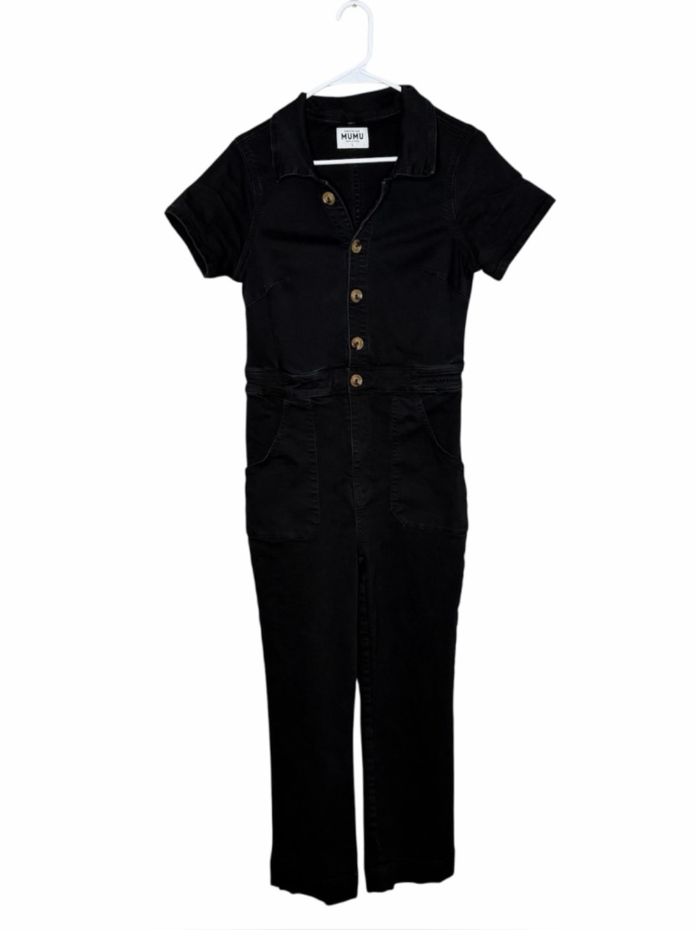 Show Me Your Mumu Black Emery Jumpsuit in Pitch Black Size Large Straight Leg - Picture 4 of 12